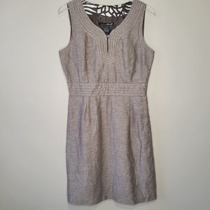 Willi Smith Sleeveless A-line Brown Dress Size 8 Women Business Linen Blend